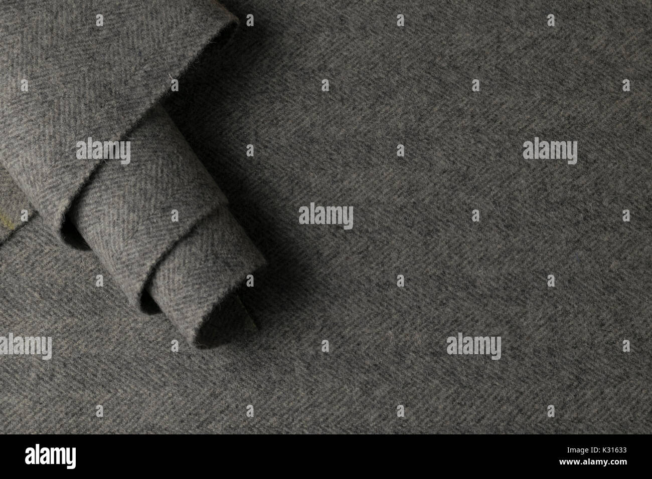 Gray wool fabric, textile with patterns background Stock Photo