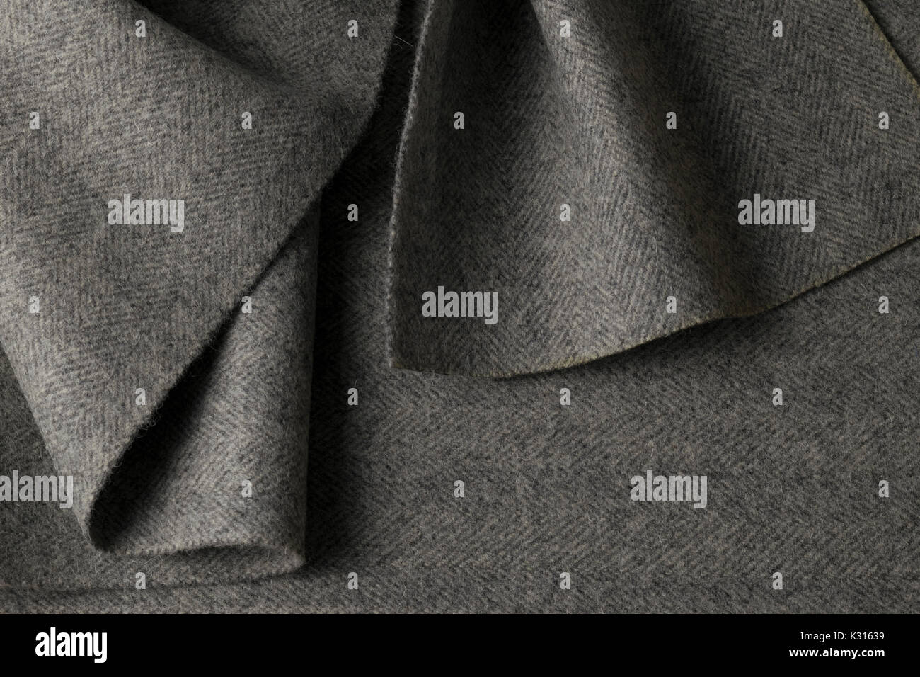 Gray wool fabric, textile with patterns background Stock Photo