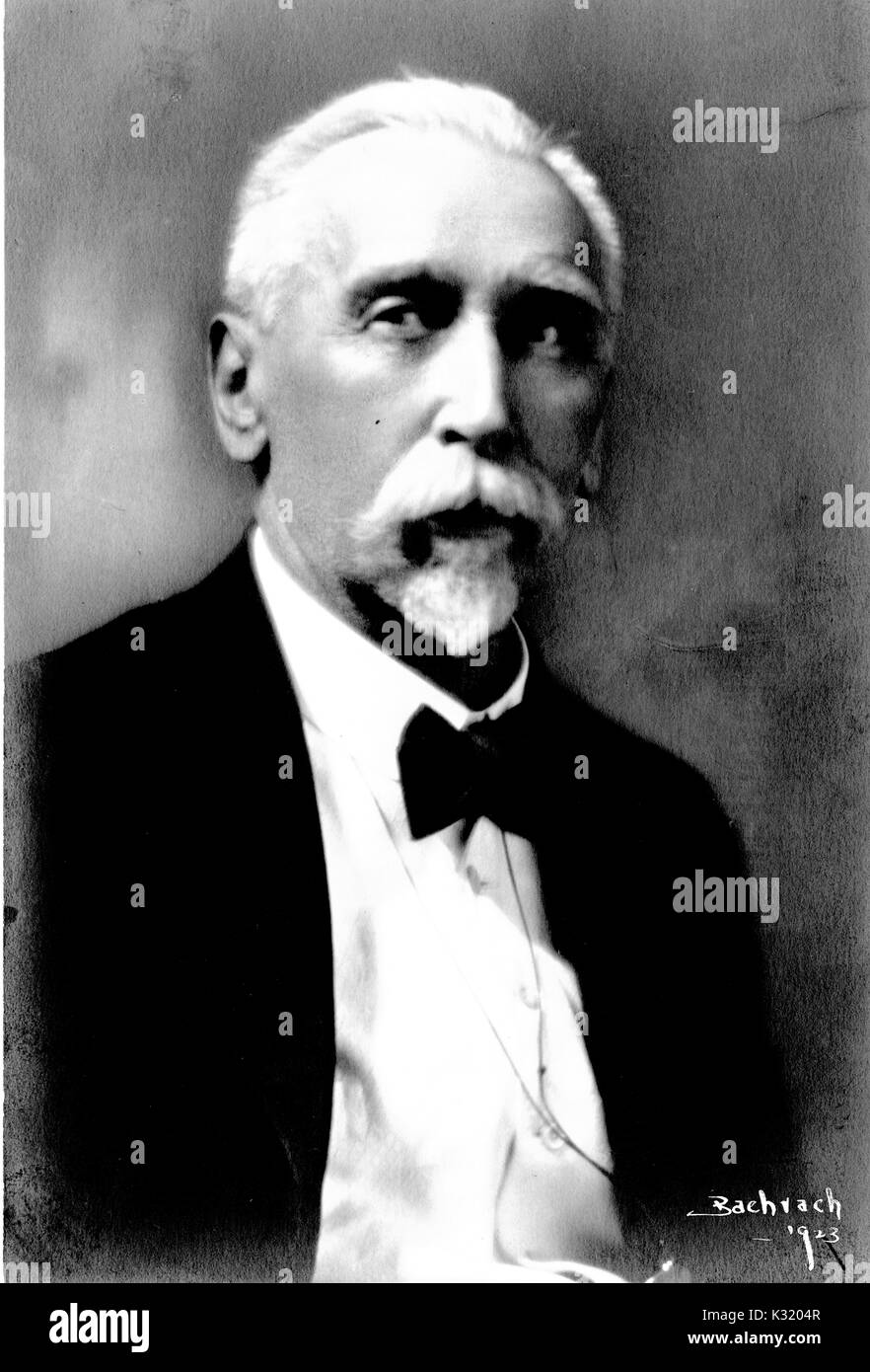 A shoulders up portrait of German historical linguist Hermann Collitz in a suit at 70 years of age, 1923. Stock Photo