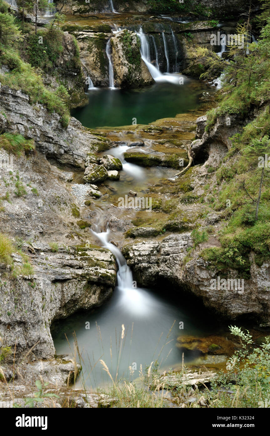 beautiful mountain creek Fischbach in the bavarian alps between Ruhpolding and Heutal, Austria Stock Photo