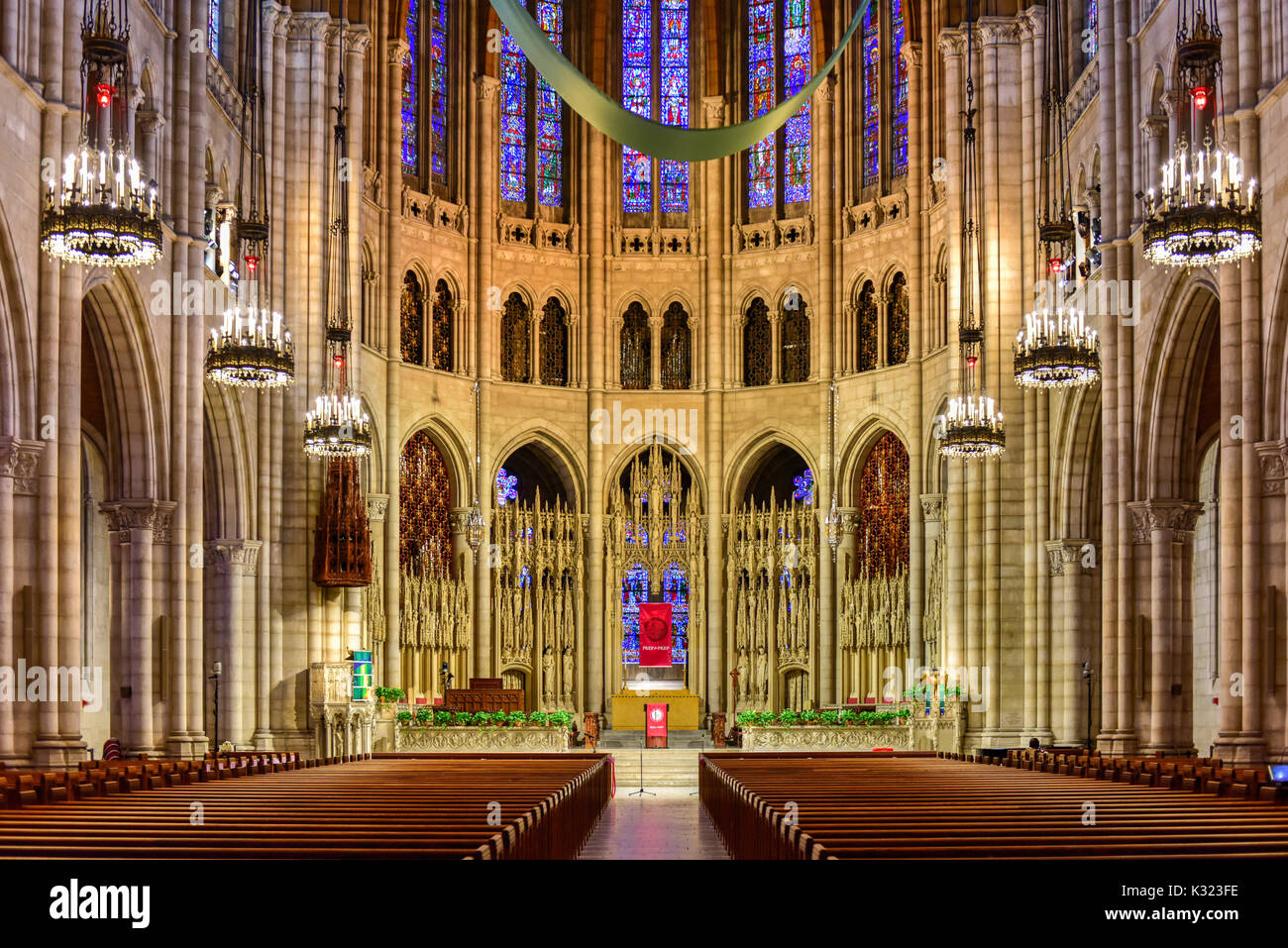 Altar of Riverside Church of New York City, USA. Riverside Church is a Christian church in