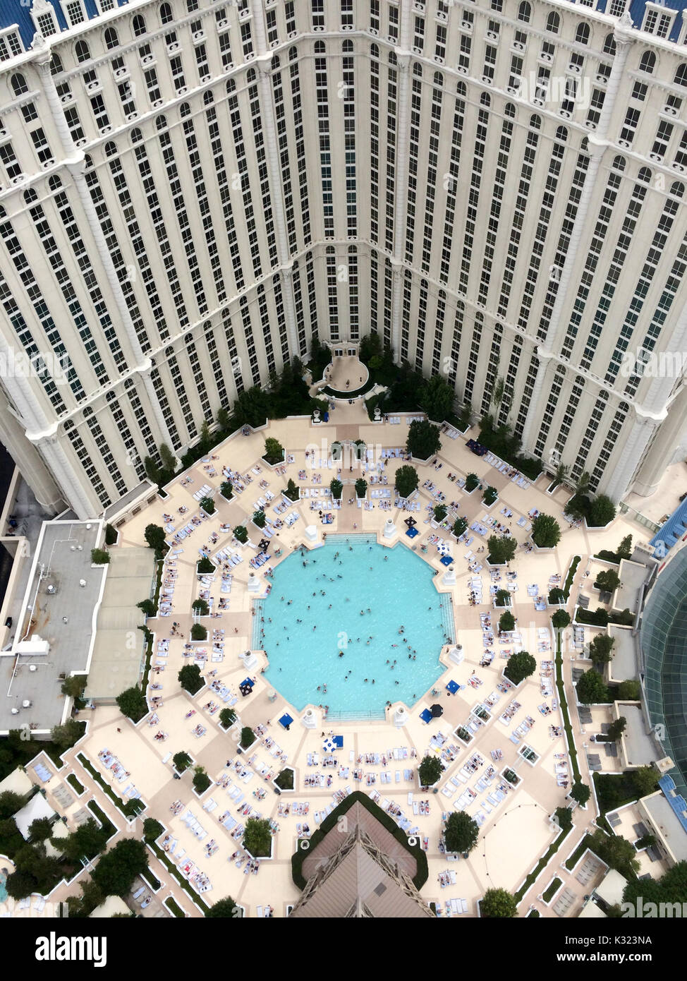 Aerial view of Paris Hotel and Casino the Strip, Las Vegas, Nevada