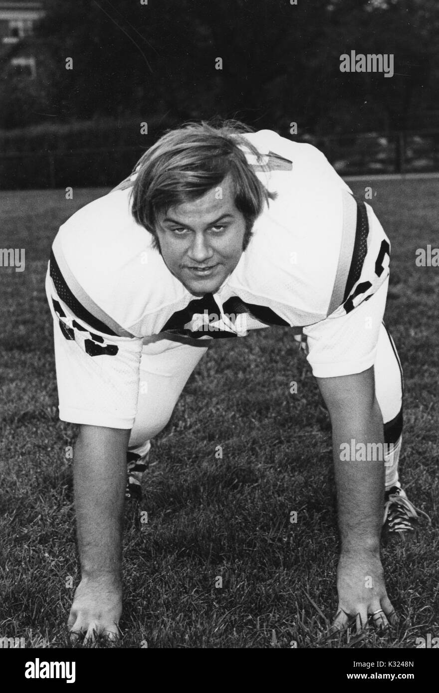 Portrait of Johns Hopkins University football player Mike O'Brien, 1970. Stock Photo