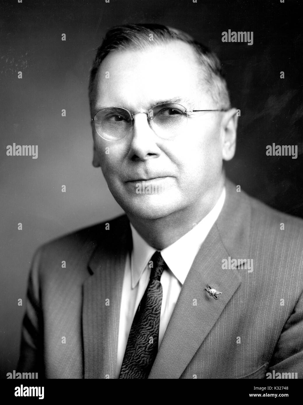Chest up portrait of American aeronautical scientist and NASA Deputy Administrator Hugh Latimer Dryden, 1962. Stock Photo
