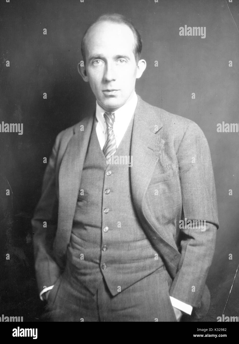 Half-length standing portrait of German-American physicist Gerhard Heinrich Dieke, 1940. Stock Photo