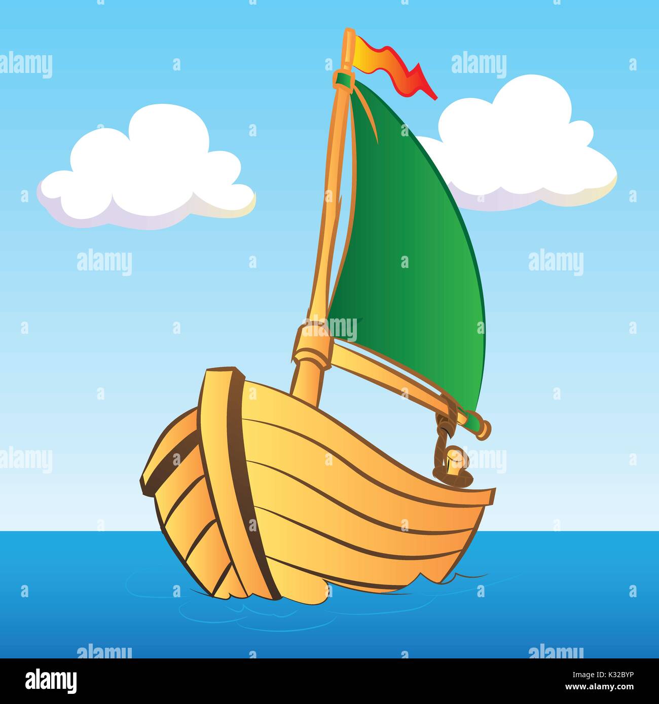 Colorful Boat Illustration for kid book - Vector Illustration Stock Vector