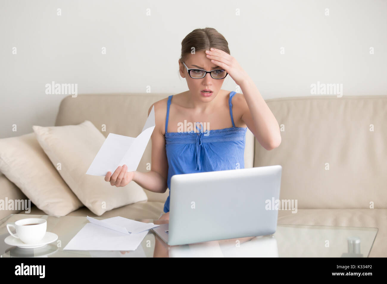 Female taxpayer forgot to submit tax return Stock Photo