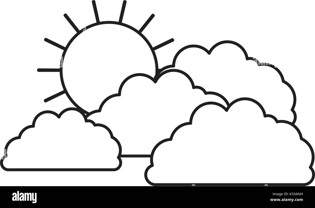 Sun And Clouds Clipart Black And White