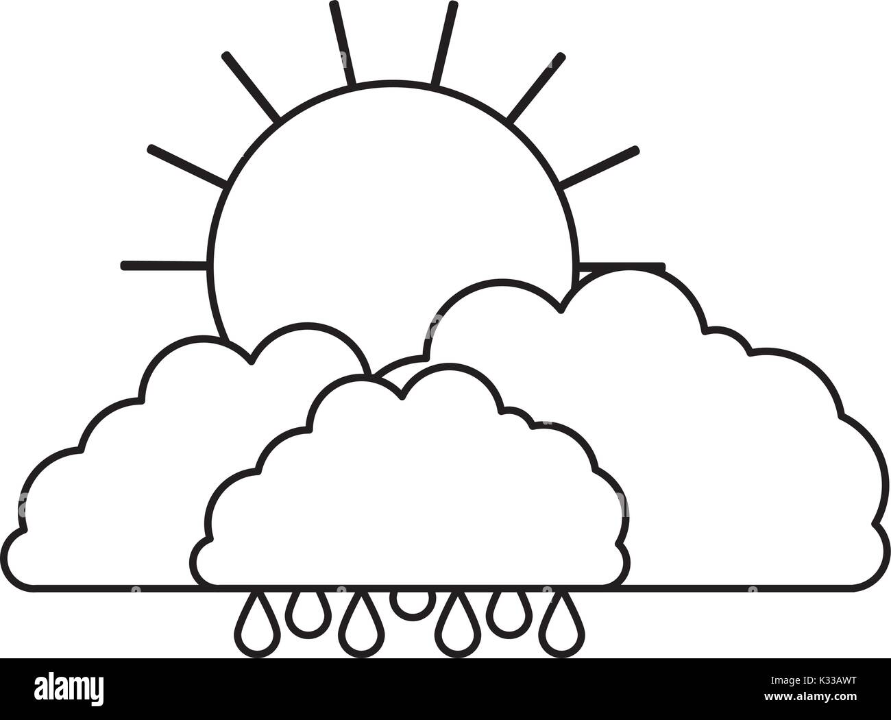 clouds with rain and sun in sketch silhouette on white background Stock  Vector Image & Art - Alamy