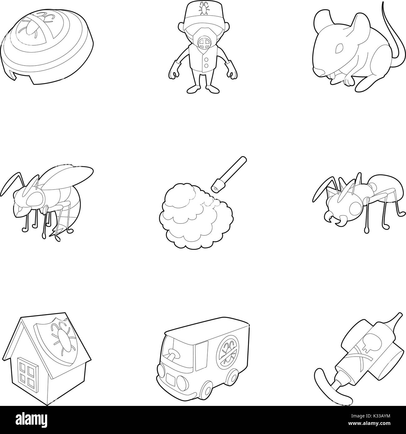 Insect extermination icons set, outline style Stock Vector Image & Art ...