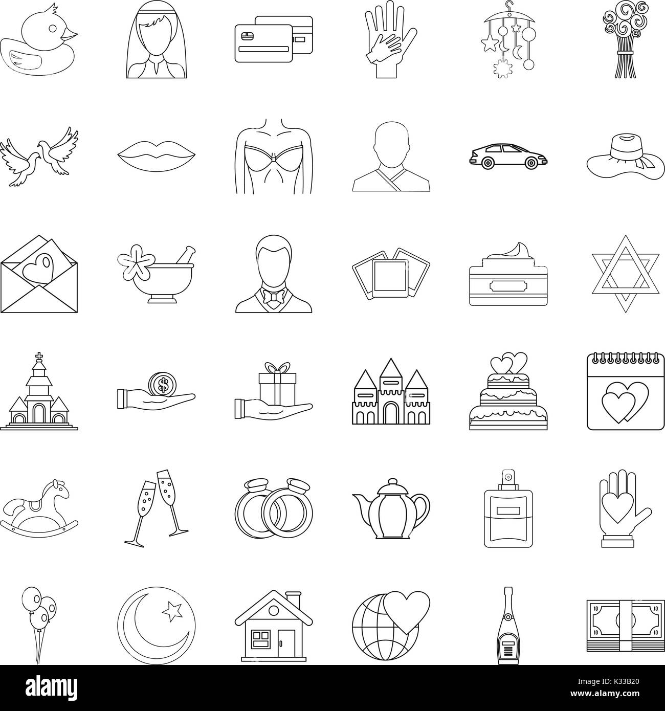 Wedding icons set, outline style Stock Vector Image & Art - Alamy