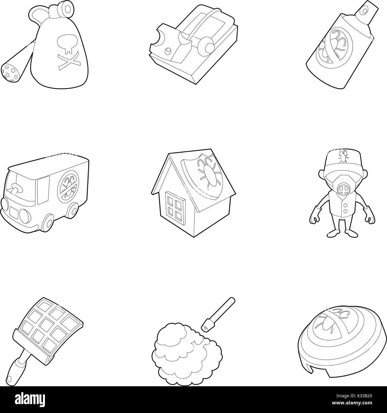 Pest extermination icons set, outline style Stock Vector Image & Art ...