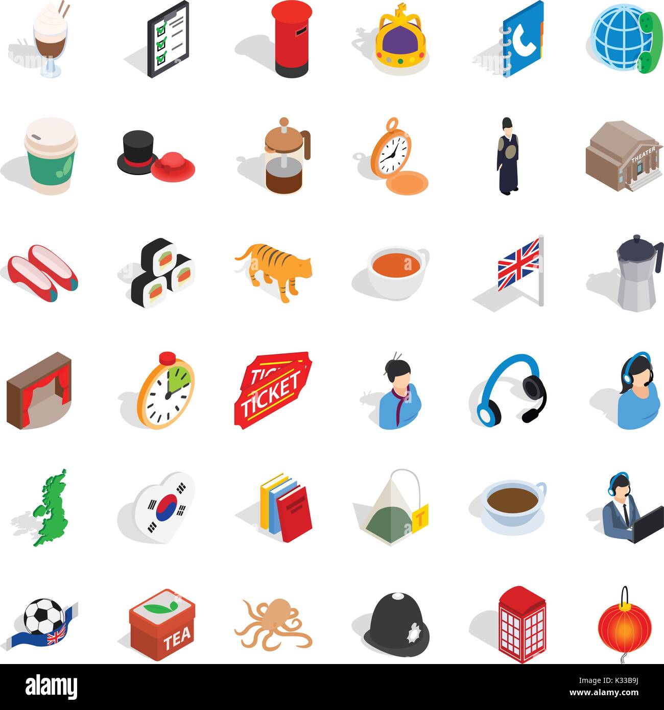 Welness icons set, isometric style Stock Vector