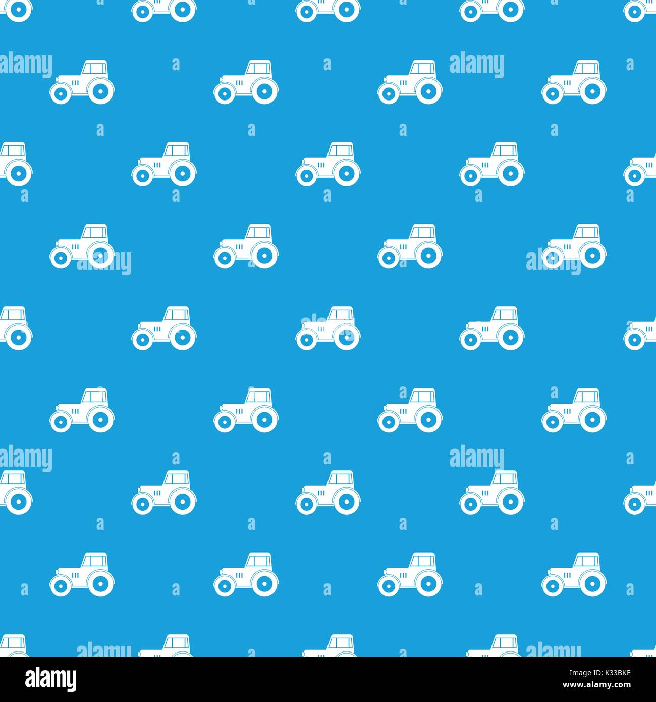 Tractor pattern seamless blue Stock Vector