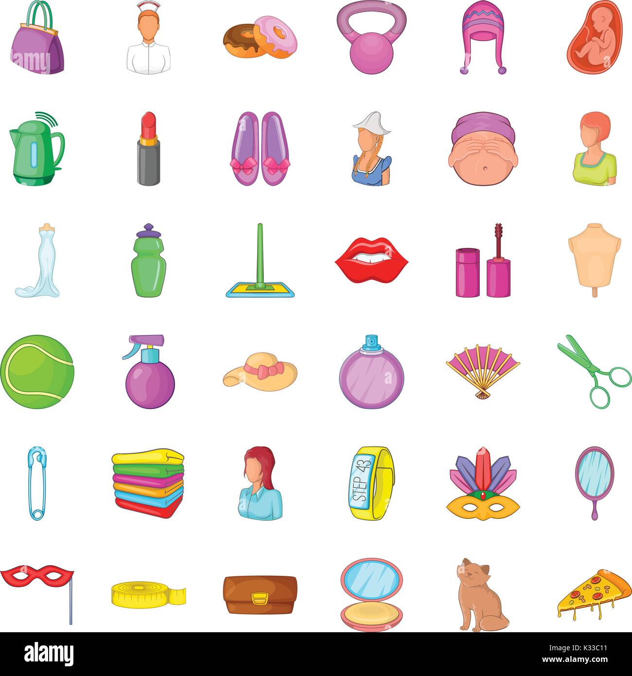 Woman icons set, cartoon style Stock Vector Image & Art - Alamy