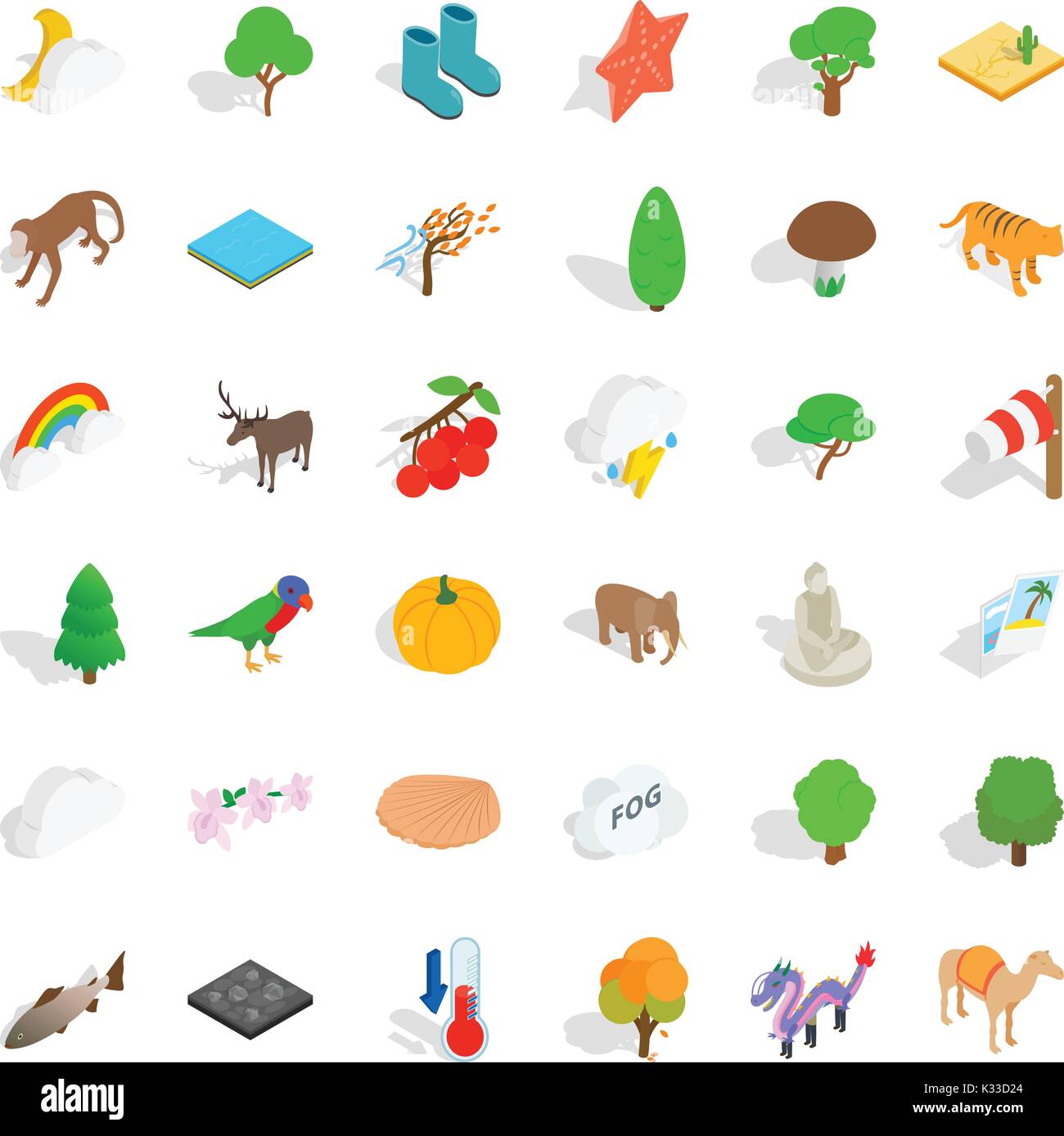 Animal icons set, isometric style Stock Vector