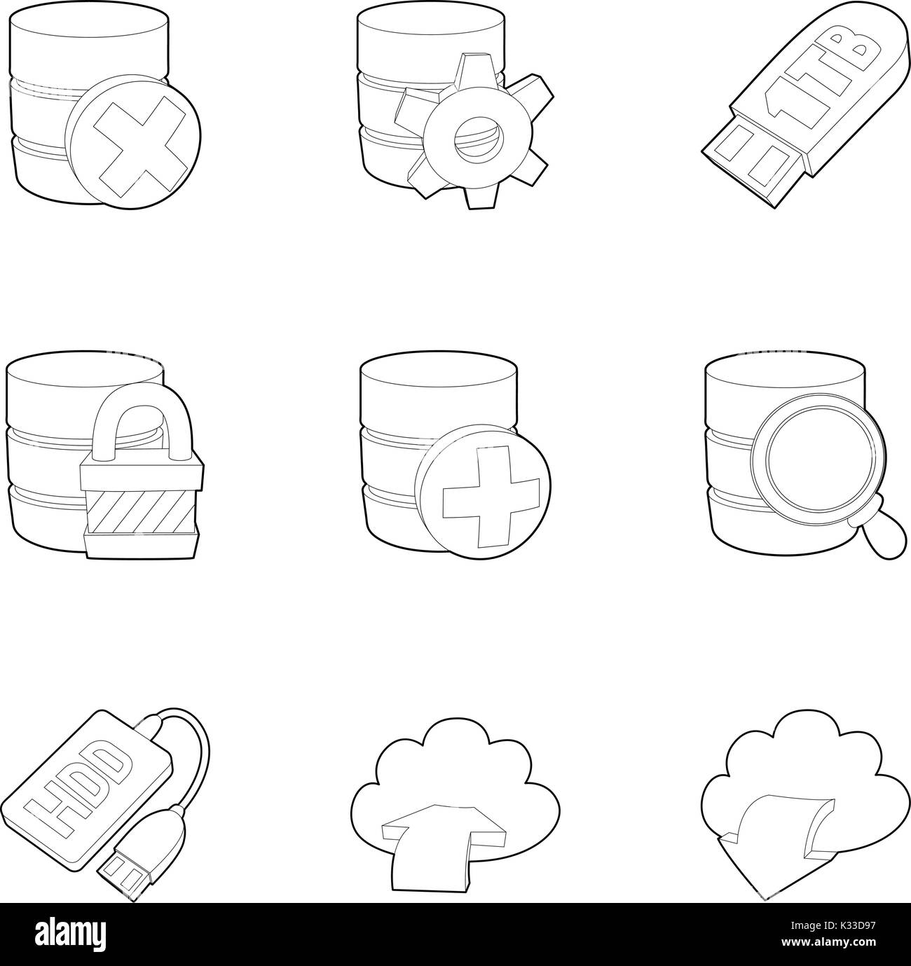 Storage technology icons set, outline style Stock Vector Image & Art ...