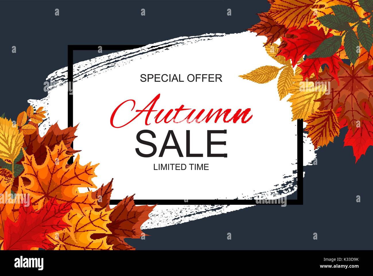 Abstract Vector Illustration Autumn Sale Background with Falling Autumn ...