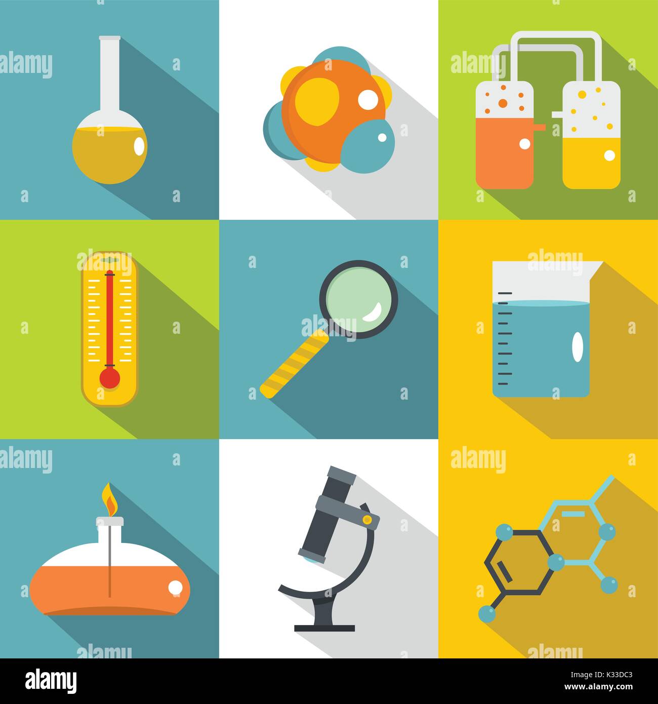Chemical laboratory icon set, flat style Stock Vector Image & Art - Alamy
