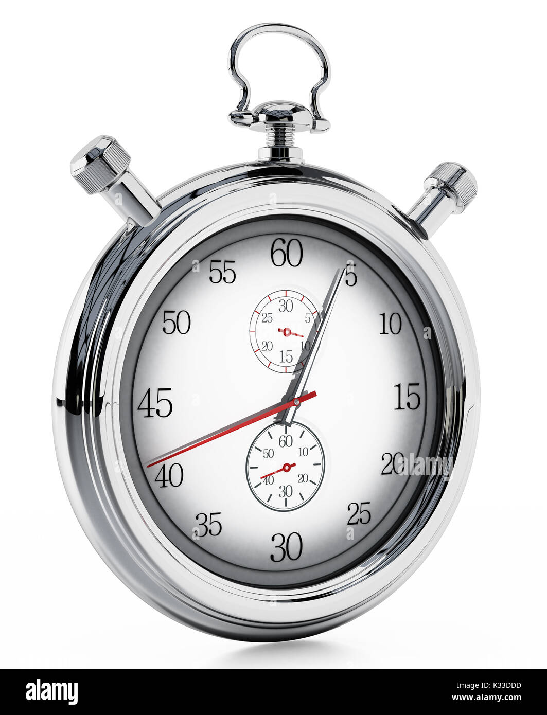 Fictitious analogue chronometer isolated on white background. 3D illustration. Stock Photo