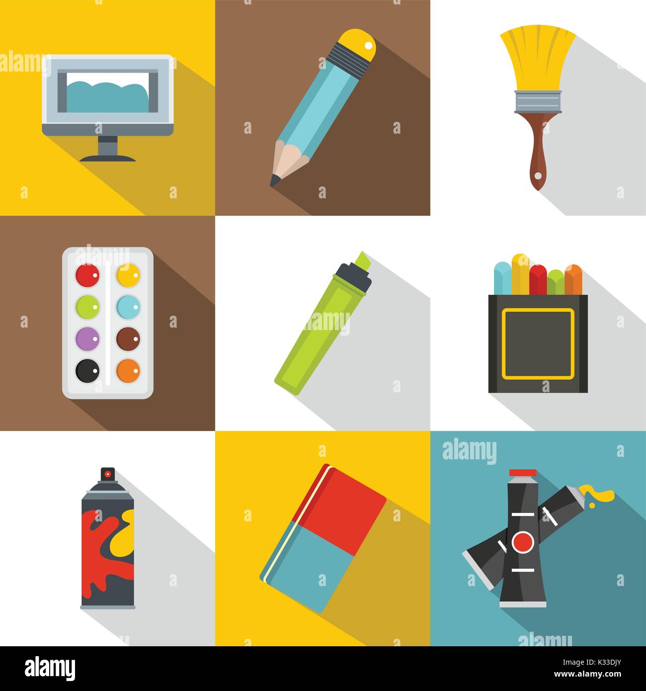 Art school icon set, flat style Stock Vector Image & Art - Alamy