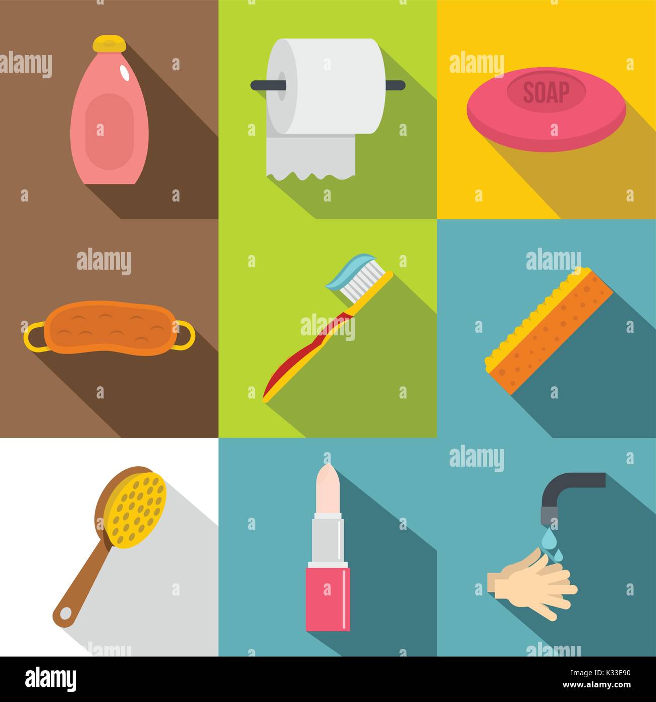 Bathroom accessories icon set, flat style Stock Vector Image & Art - Alamy