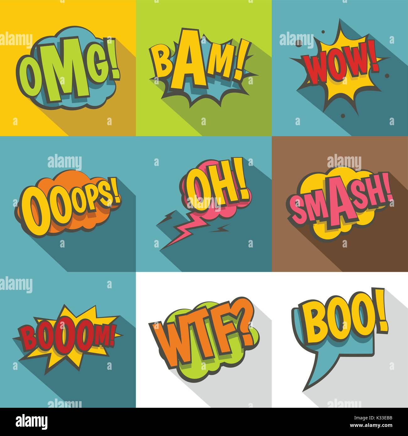 Comic speech bubbles icon set, flat style Stock Vector Image & Art - Alamy