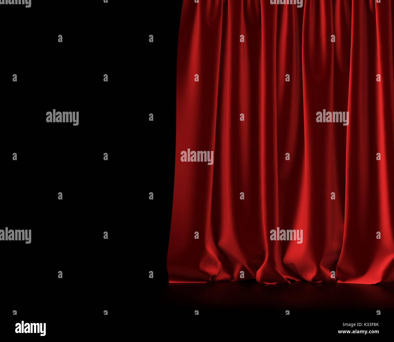 Red theatre entertainment event curtain. 3D Rendering Stock Photo