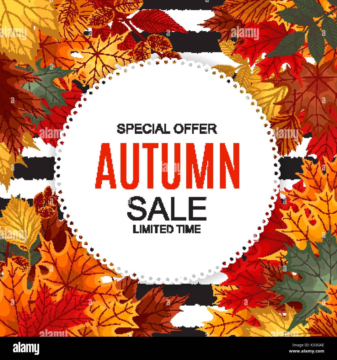 Abstract Vector Illustration Autumn Sale Background with Falling Autumn ...