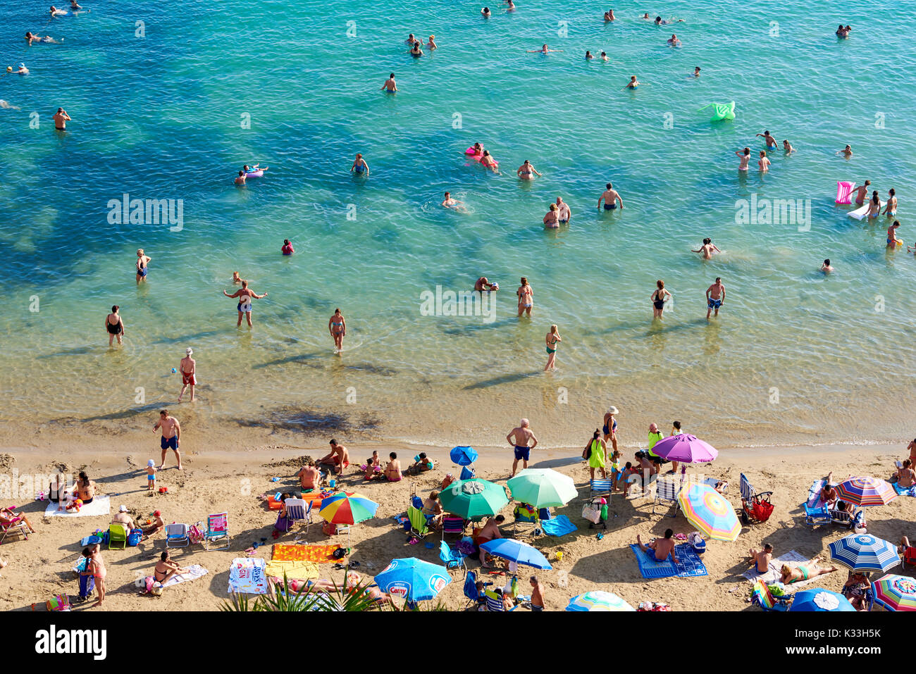 Torrevieja, Spain - July 10, 2017: Playa del Cura in Torrevieja city at summertime. Costa Blanca. Spain Stock Photo