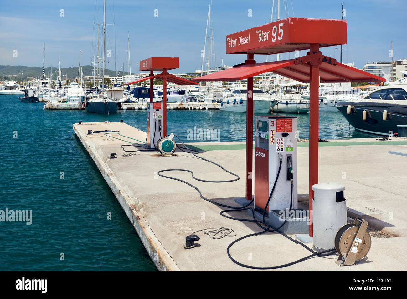 Spain June 10, 2017 Cepsa Floating fuel station in