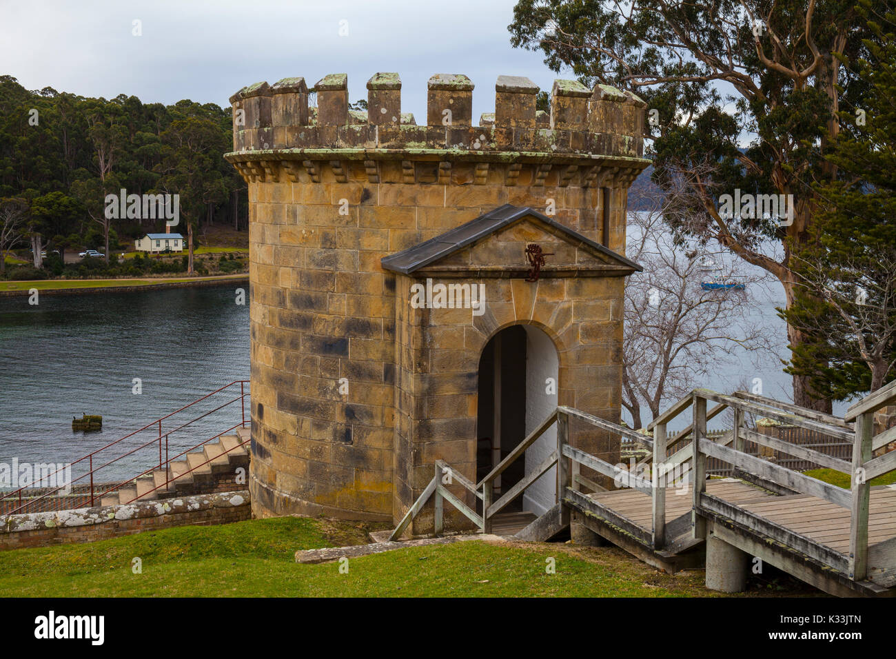 The Guard Tower (c.1835) - Port Arthur - Tasmania - Australia Stock Photo