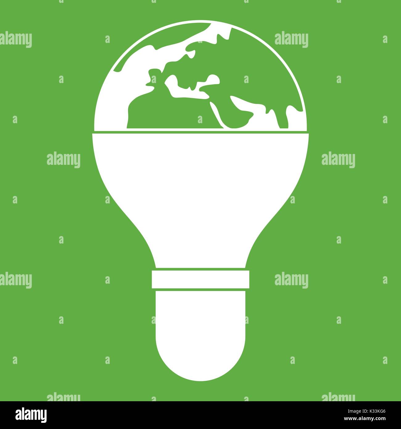 Light bulb and planet Earth icon green Stock Vector Image & Art - Alamy