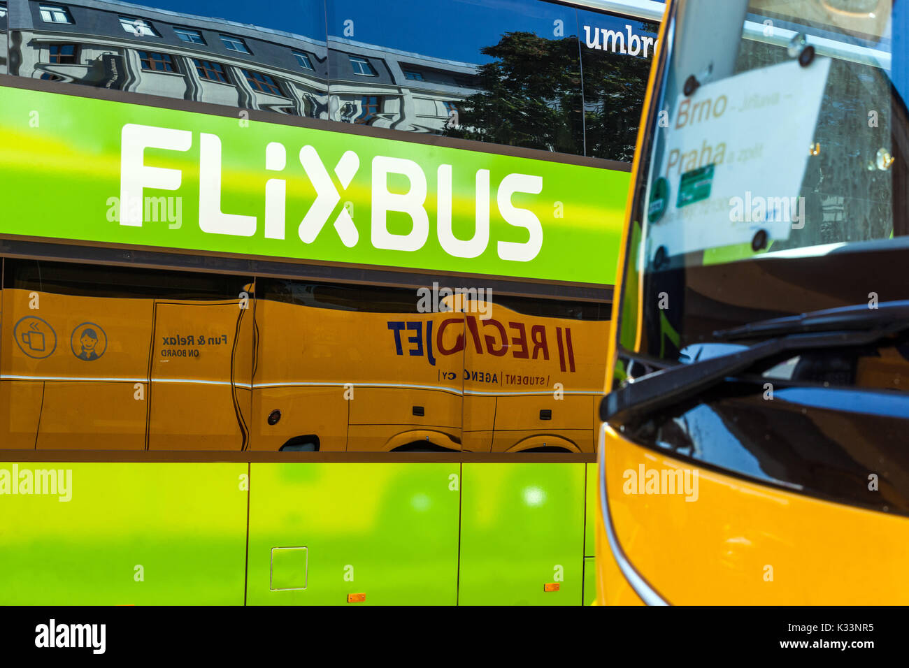Brno, Czech Republic, Flixbus coach, Bus station Stock Photo