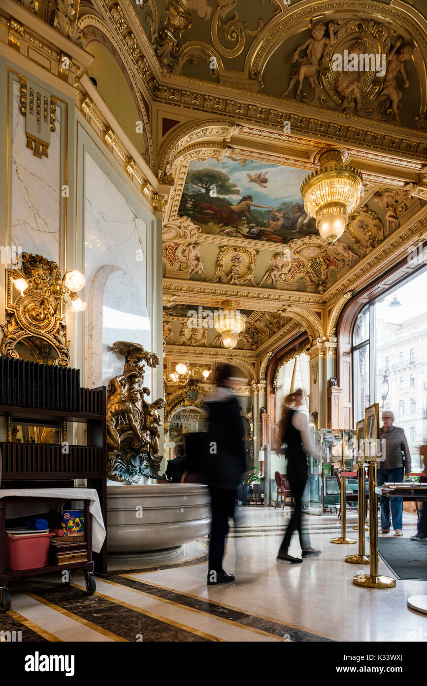 Interior of The New York Kávéház (Cafe), Budapest, Hungary Stock Photo