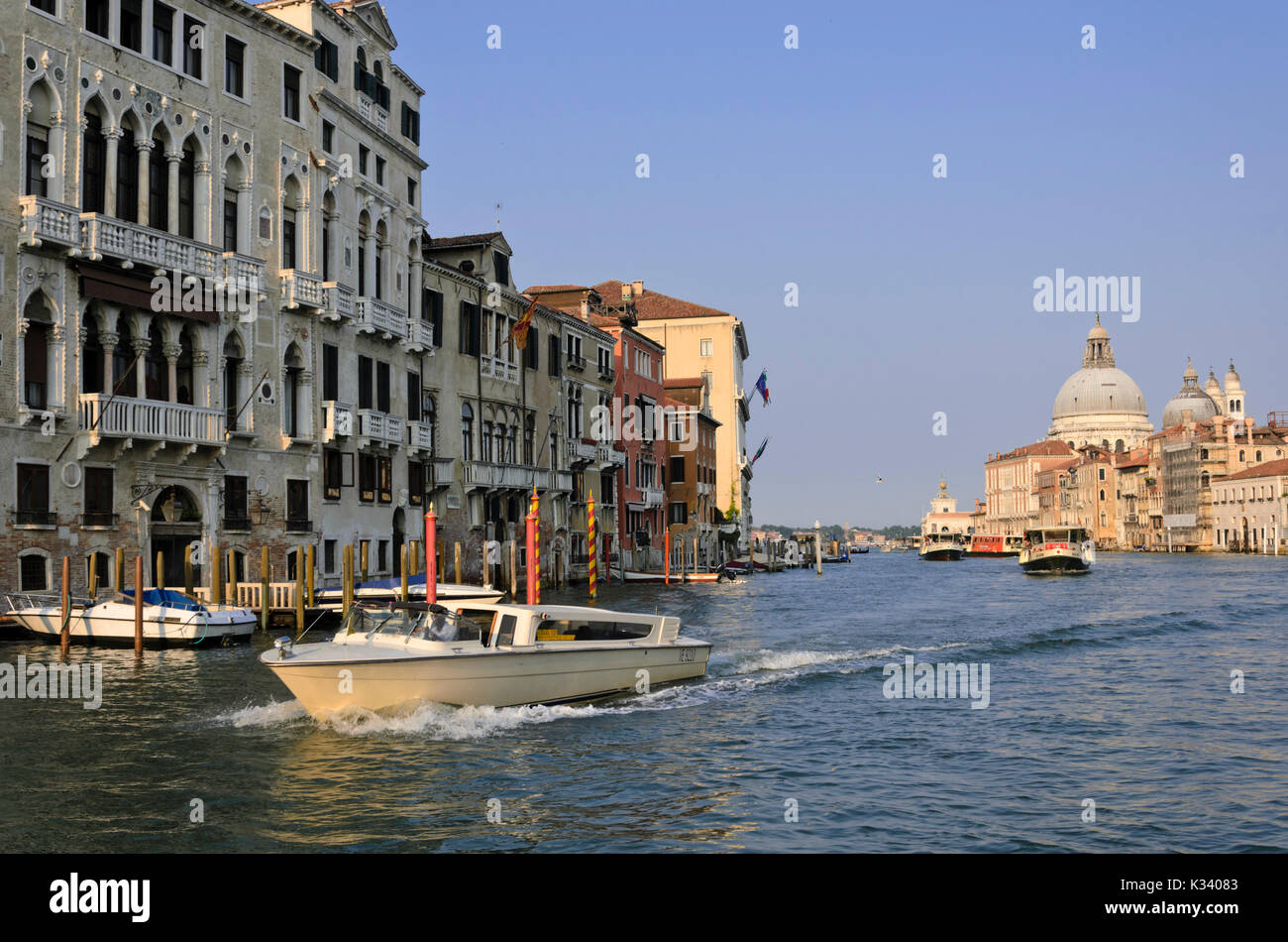 Palazzi and Santa Maria della Salute at the Grand Canal, Venice, Italy Stock Photo