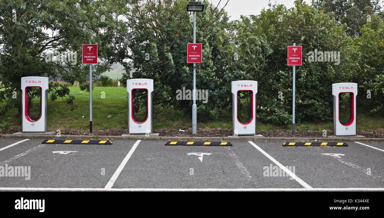 Tesla Charging Station, UK Stock Photo Alamy