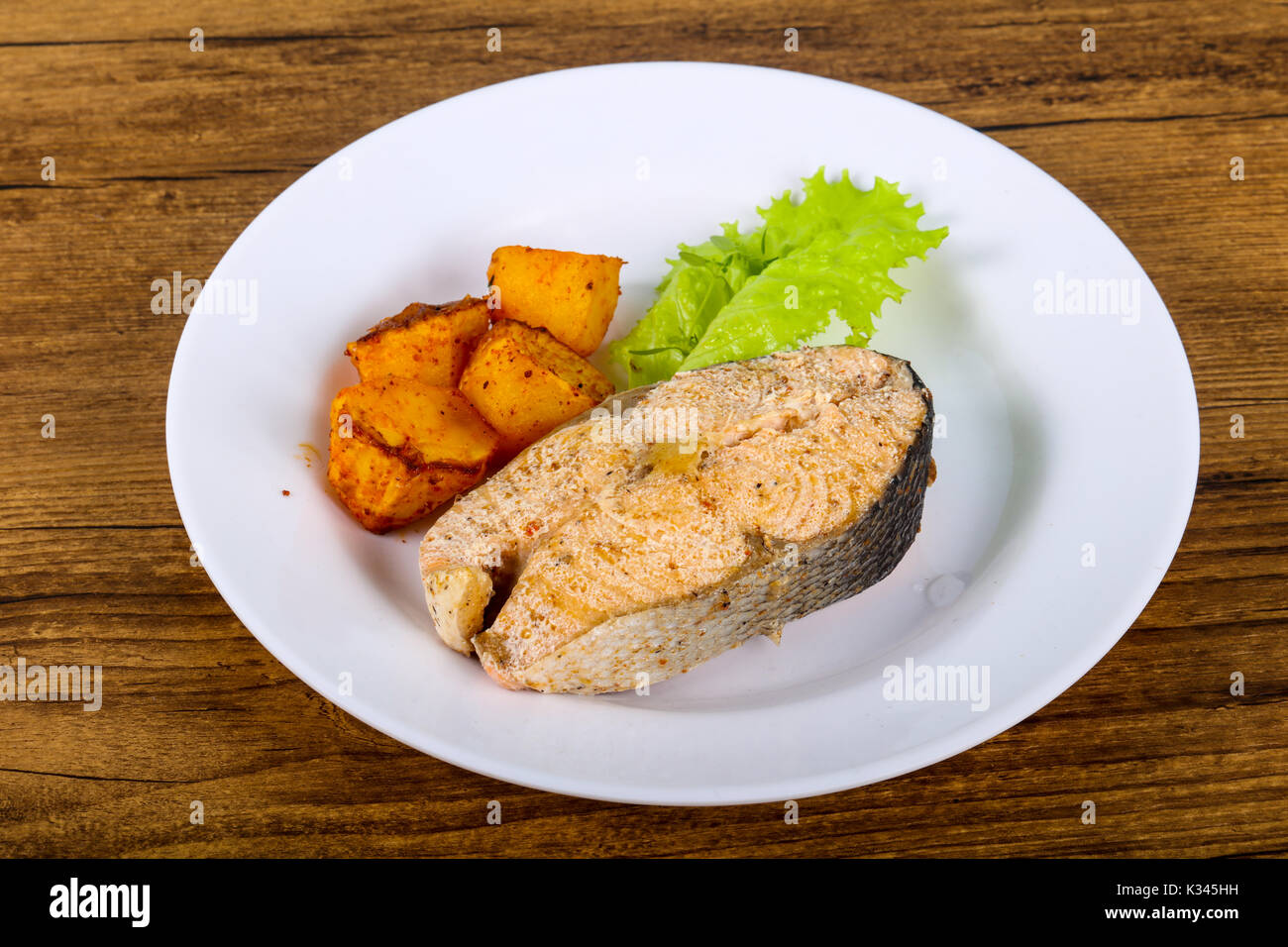 Steamed salmon with thyme Stock Photo Alamy