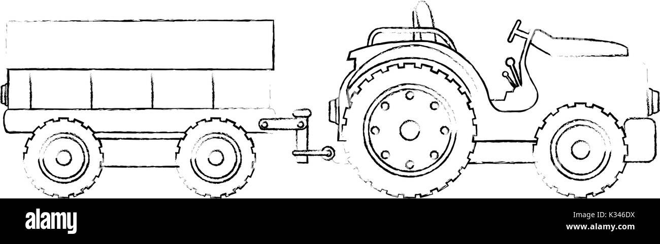 Farm tractor with carriage Stock Vector Image & Art - Alamy