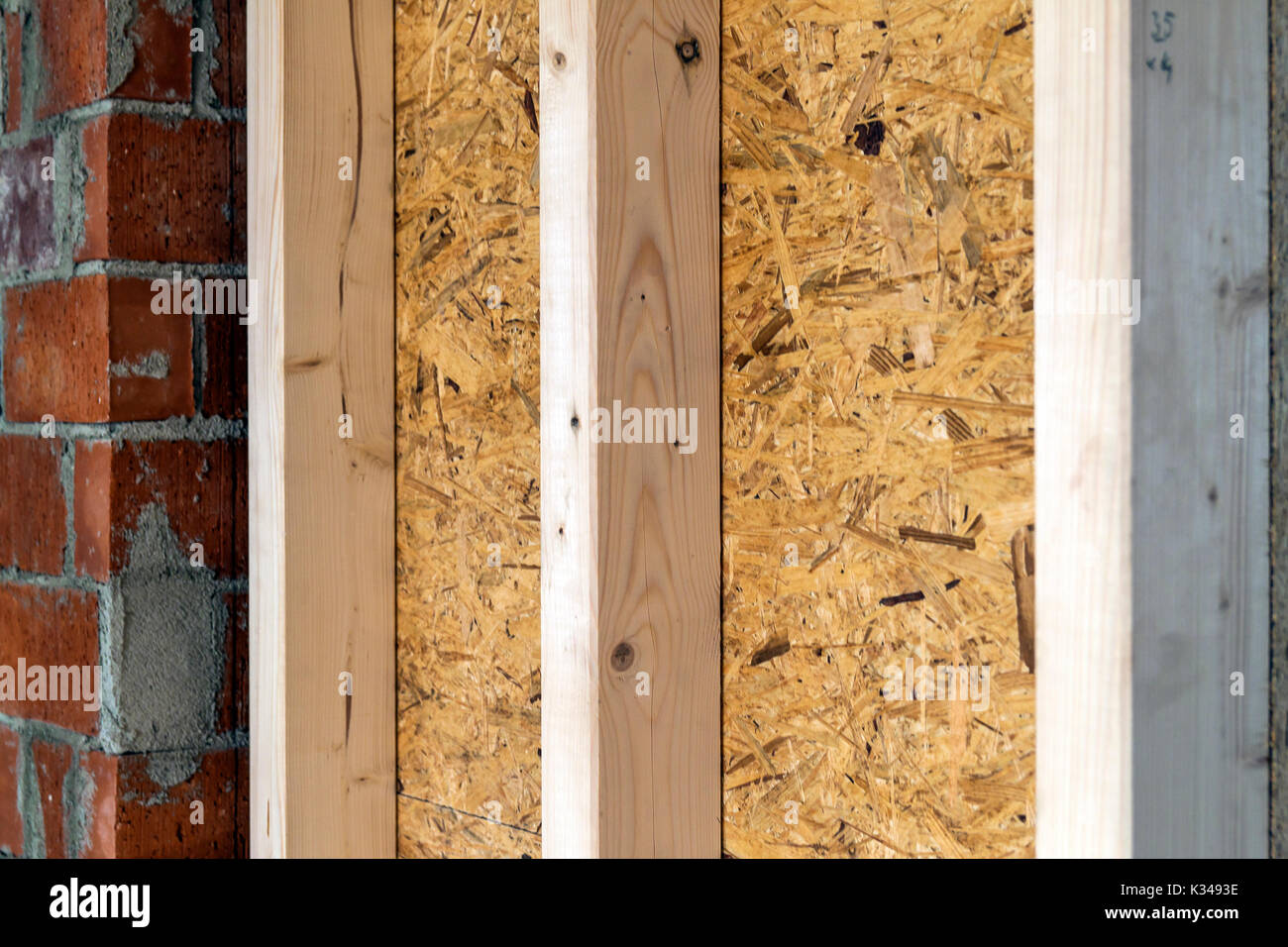 Close Up Detail Of House Construction Wooden Wall Elements