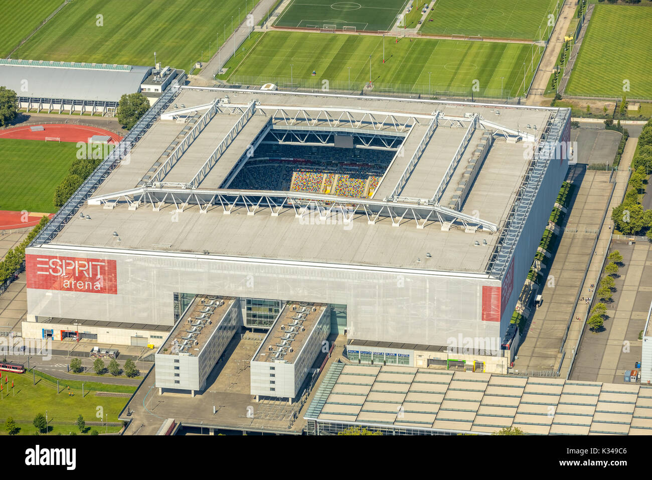 Düsseldorf Congress Sport & Event GmbH ESPRIT arena, Dusseldorf, Rhineland,  North Rhine-Westphalia, Germany Düsseldorf, Europe, aerial view, aerial ph  Stock Photo - Alamy
