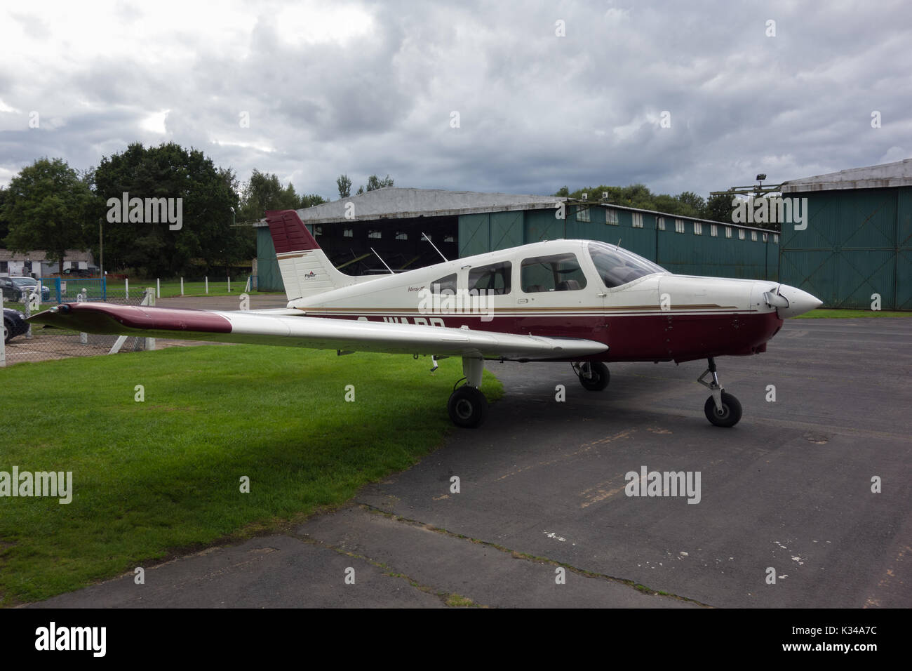 Single engined light aircraft. Wolverhampton Halfpenny Green Airport. UK Stock Photo
