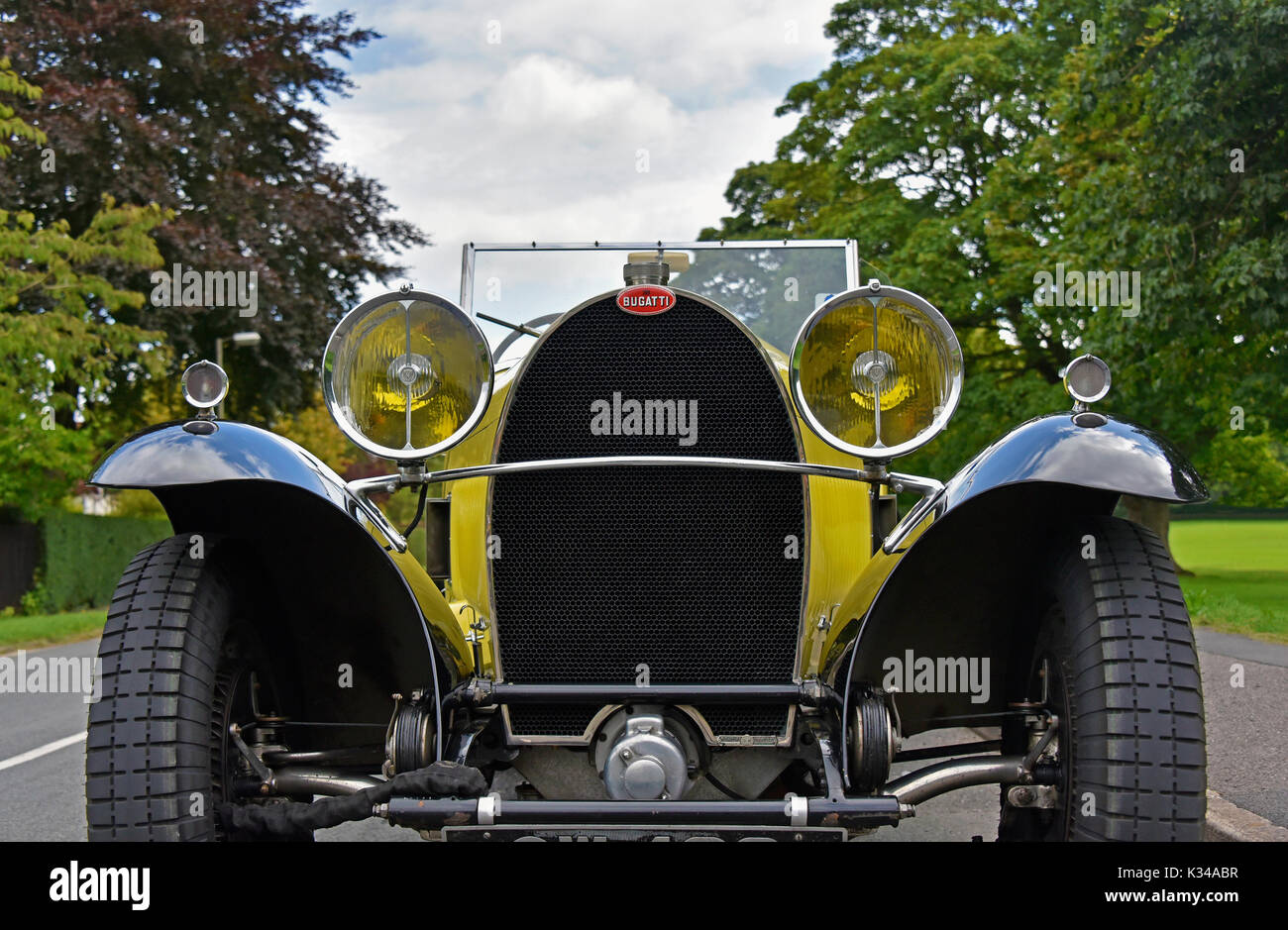 1934 Bugatti Type 49 car. Denton Road, Ilkley, West Yorkshire, England