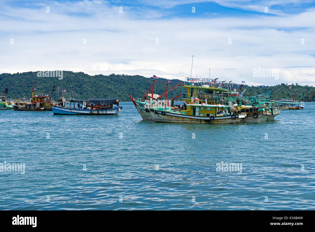 Trawlers fishing boat in Kota Kinabalu Sabah Borneo Malaysia Stock ...