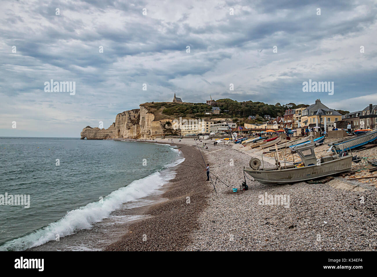 Fishing On The Beach In Etretat, France Stock Photo - Alamy