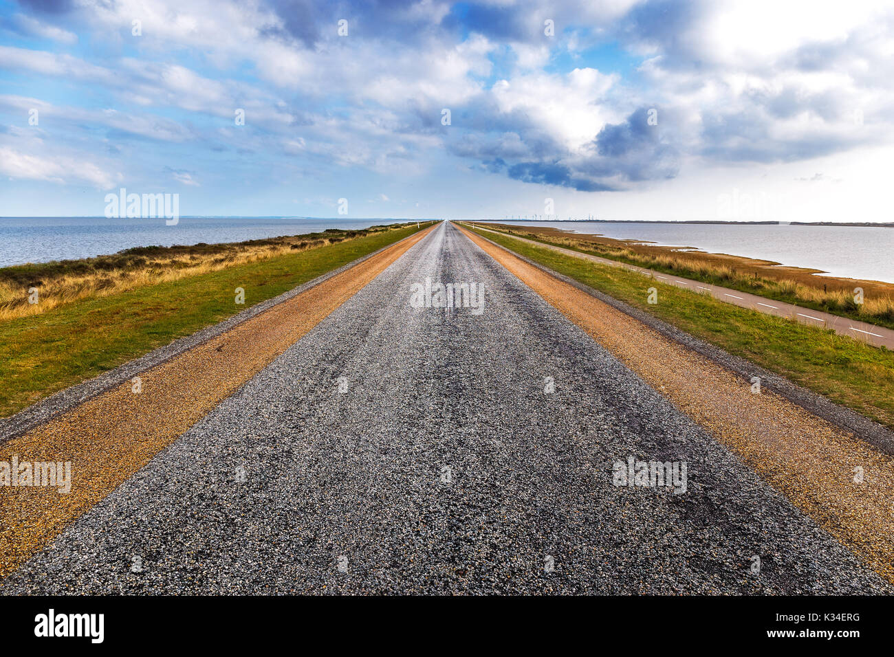 The Road from Agger Tange to the Thyboron Ferry Stock Photo
