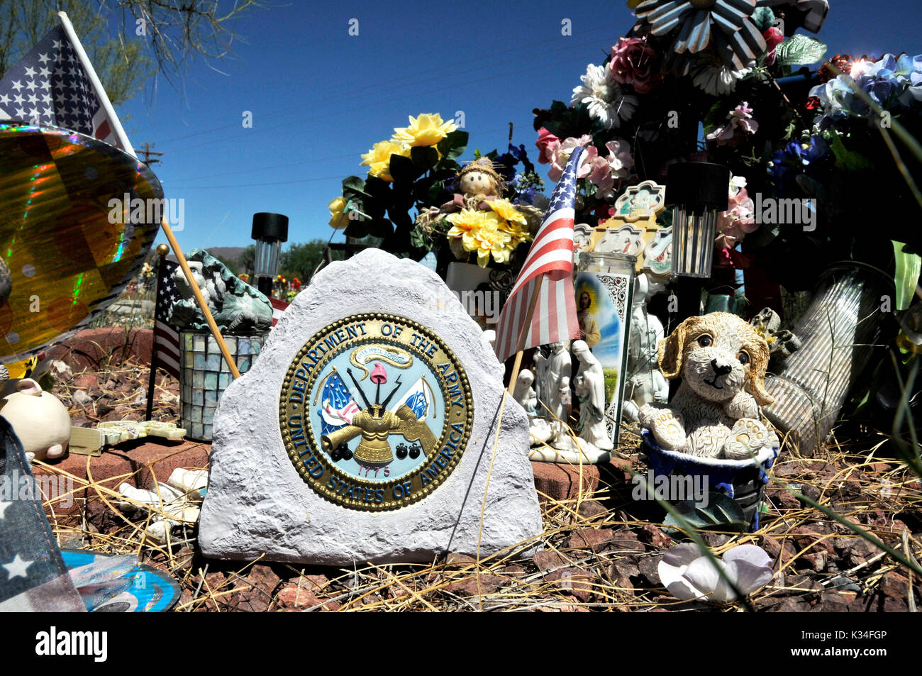 The Tubac Cemetery, Santa Cruz County, Tubac, Arizona, USA Stock Photo