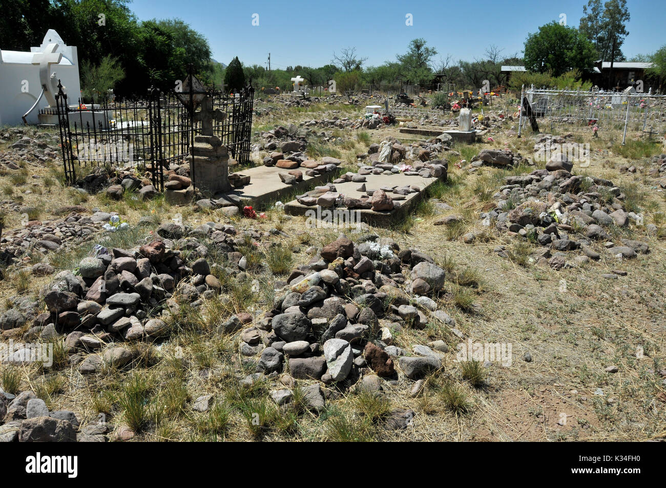 The Tubac Cemetery, Santa Cruz County, Tubac, Arizona, USA Stock Photo