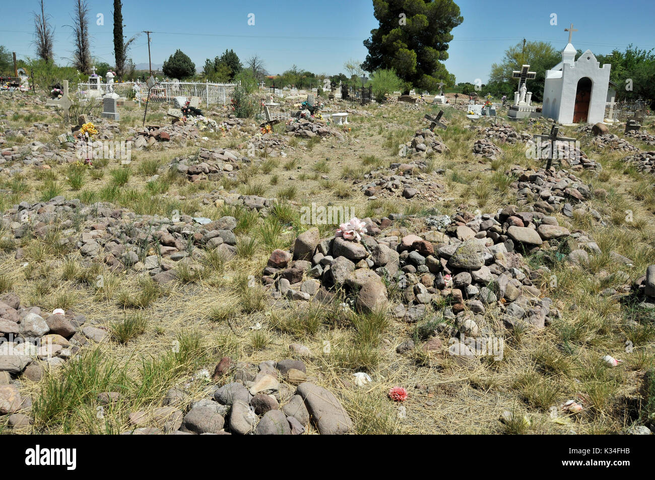 The Tubac Cemetery, Santa Cruz County, Tubac, Arizona, USA Stock Photo