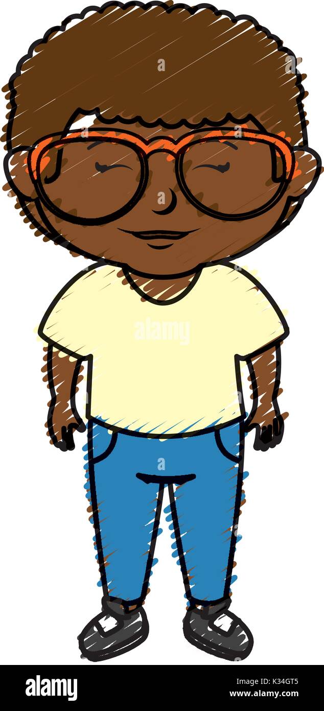 black little boy with glasses character vector illustration design Stock  Vector Image & Art - Alamy